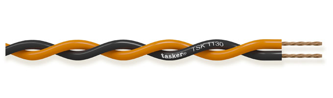 TASKER - TSK1130-MU/VI KIERRETTY KAAPELI 2x0,25 mm2 - PVC 100 m KELA - MUSTA-VIHREÄ
