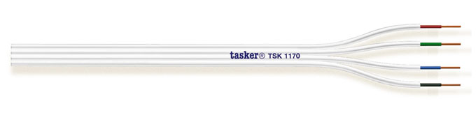 [TSK1170] TASKER - TSK1170 LITTEÄ JAETTAVA KAAPELI 4x0,22 mm2 -  PVC 100 m KELA - VALKOINEN