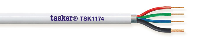 TASKER - TSK1174 TAIPUISA 3x0,35 + 1x0,50 mm2 KAAPELI - PVC 100 m KELA - VALKOINEN