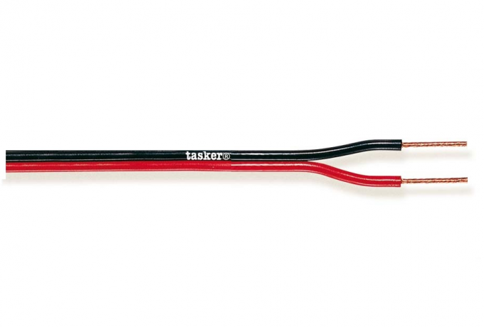 TASKER - TSK53 KAIUTINKAAPELI 2x1,00 mm2 - CCA JOHTIMET 100 m KELA - PUNAINEN-MUSTA
