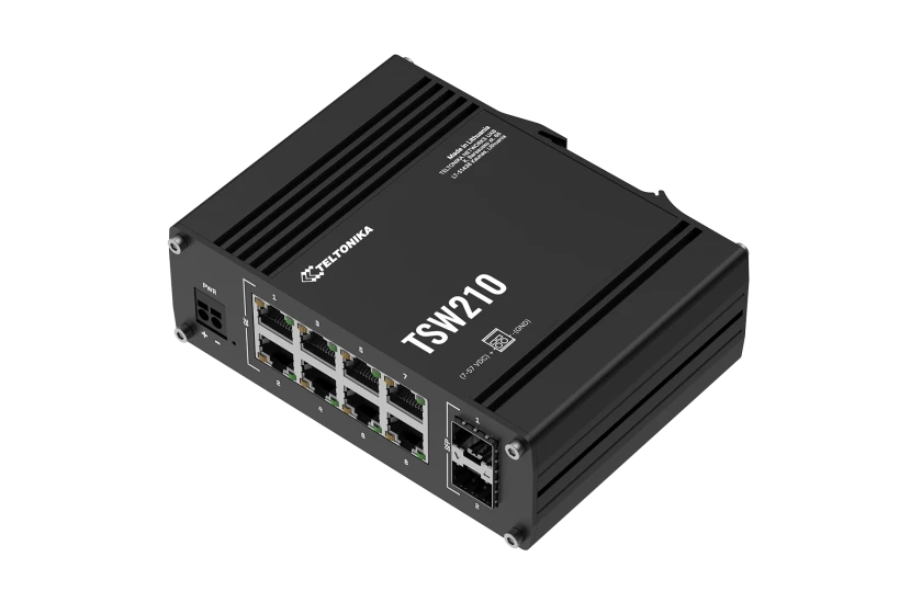 Teltonika TSW210 - Gigabit Ethernet Kytkin DIN-kiskoon 8 Porttinen - 2 porttinen SFP