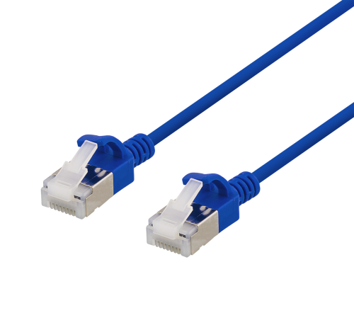 DELTACO UFTP-1021 - U/FTP CAT6a LAITEKAAPELI -  OHUT -  LÄPIMITTA 3-8mm -  1m -  SININEN