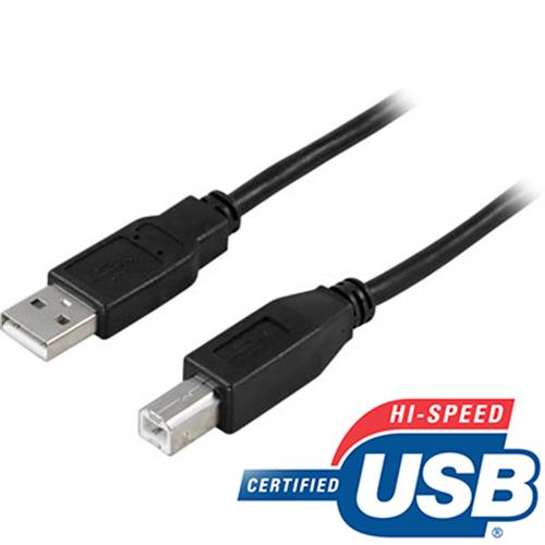 USB-210S - USB 2.0 Kaapeli 1.0m A-tyyppi Uros / B-tyyppi Uros - Musta