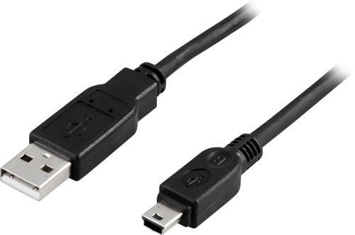 DELTACO USB-23S - USB 2.0 KAAPELI -  A-TYYPPI UROS - MINI B-TYYPPI UROS - 0,5m -  MUSTA