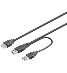 USB2.0 Y-KAAPELI 0.3m Liittimet: 2 x USB (A) uros / USB (A) naaras - Musta - USB2-AAM2F30