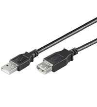 USB 2.0 Jatkokaapeli 1.8m Liittimet USB (A) Uros / Naaras Musta - USB2-AAMF180M