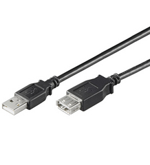 [68622] USB2-AAMF30 - USB2 Jatkokaapeli 0,3m Liittimet USB A uros / USB A naaras - Musta