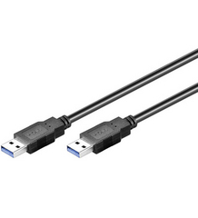 USB3-AA180 - USB3 KAAPELI 1.8m LIITTIMET USB A UROS / USB A UROS MUSTA