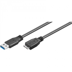 USB3-MICRO-B180 - USB-3 Kaapeli 1.8m Liittimet  USB (A) uros / USB-Micro B uros - Musta
