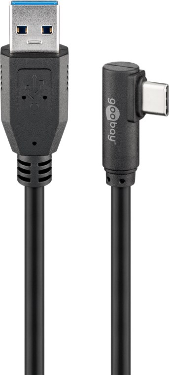 [66504] GOOBAY USB66504, USB 3.0 A UROS / C UROS KULMA KAAPELI 3m  - MUSTA