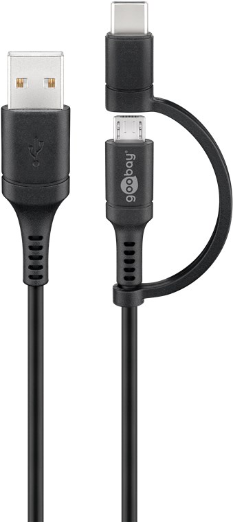[71892] GOOBAY USB45393, USB3.1 C UROS / C NAARAS JATKOKAAPELI 1m - MUSTA