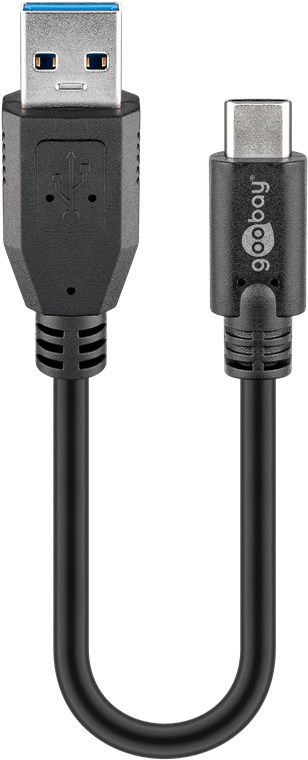 GOOBAY USBA3-USBC-0.50M, USB 3.0 A UROS / C UROS KAAPELI 0.50m  - MUSTA