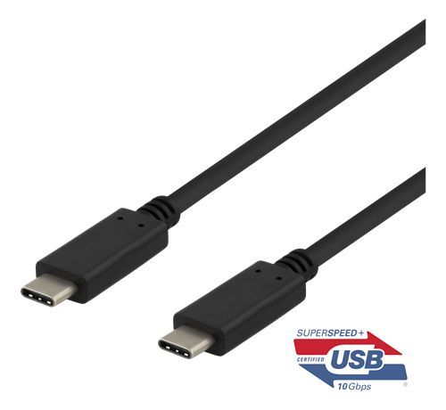 [USBC-1402] DELTACO USB-C-kaapeli, 1m, USB 3.1 Gen 2, 10 Gbps, 100 W, musta