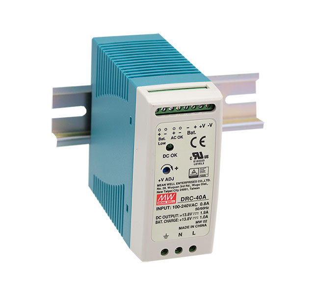 [DRC-40B] MEAN WELL DRC-40B - DIN Kisko Virtalähde UPS käyttö 2-kanavaa 27.6Vdc 0.95/0.5A 40W