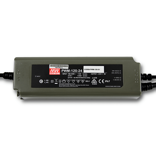 [PWM-120-24] MEAN WELL PWM-120-24 - Himmennettävä (3:1) LED Virtalähde 120W 24V 5A - Vakiojännite