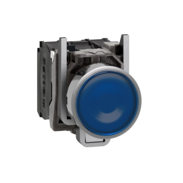 TELEMECANIQU XB4BW36B5 - Valopainike Harmony XB4 koottu metalli LED tasopainike jousipalautus sininen 24 V AC/DC 1xNO+1xNC