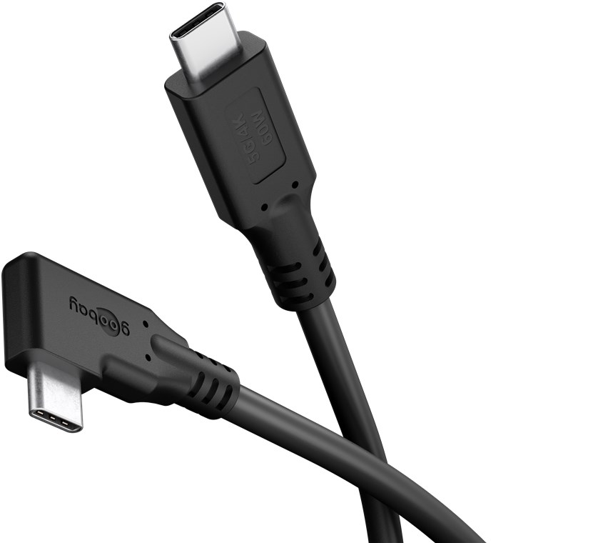 [GOOBAY 79423] GOOBAY 79423 USB-C-kaapeli 90° 60 W 3 A 5 Gbit/s PD 3m musta