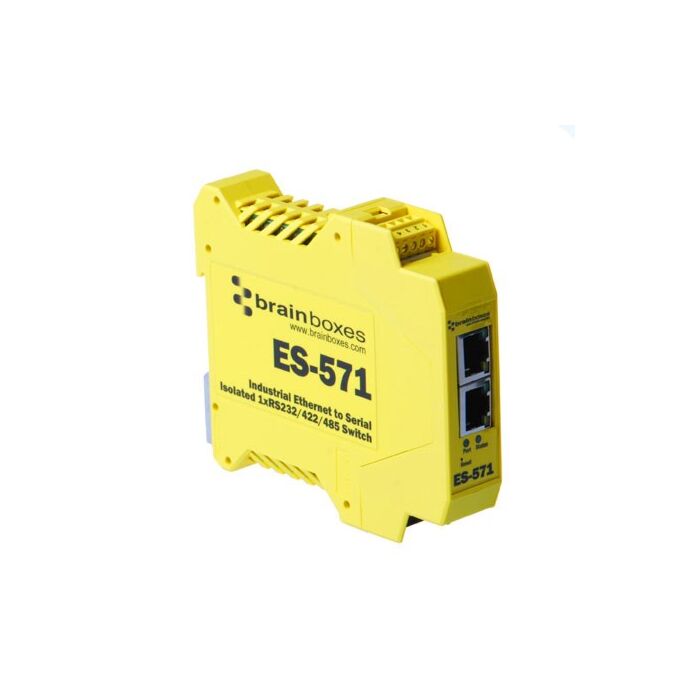 BRAINBOX ES-571 Teollinen Ethernet eristetty 1xRS232/422/485 + kytkin