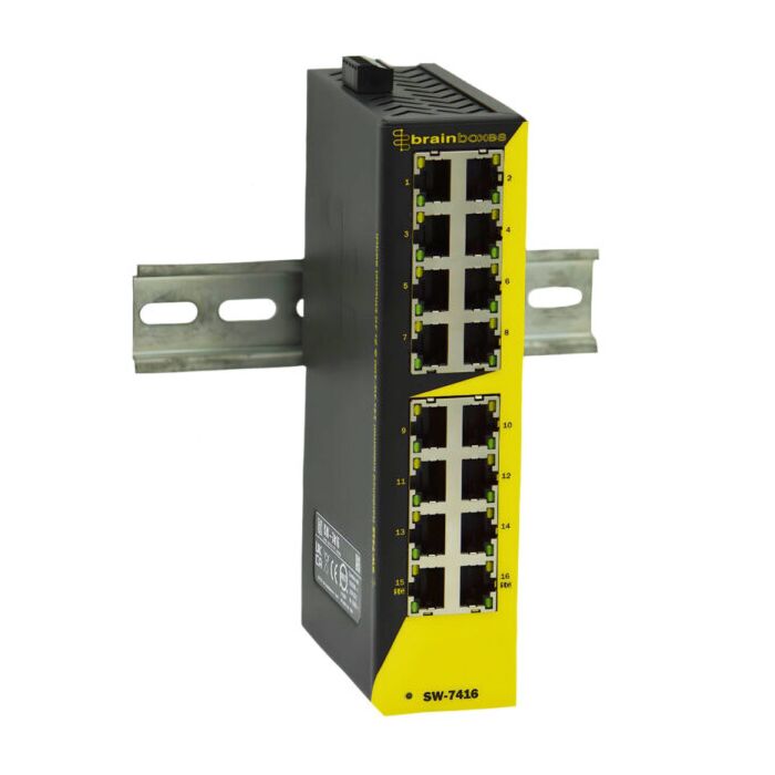 BRAINBOX SW-7416 Kestävä teollinen 14x 10/100 & 2x 1G Ethernet-kytkin