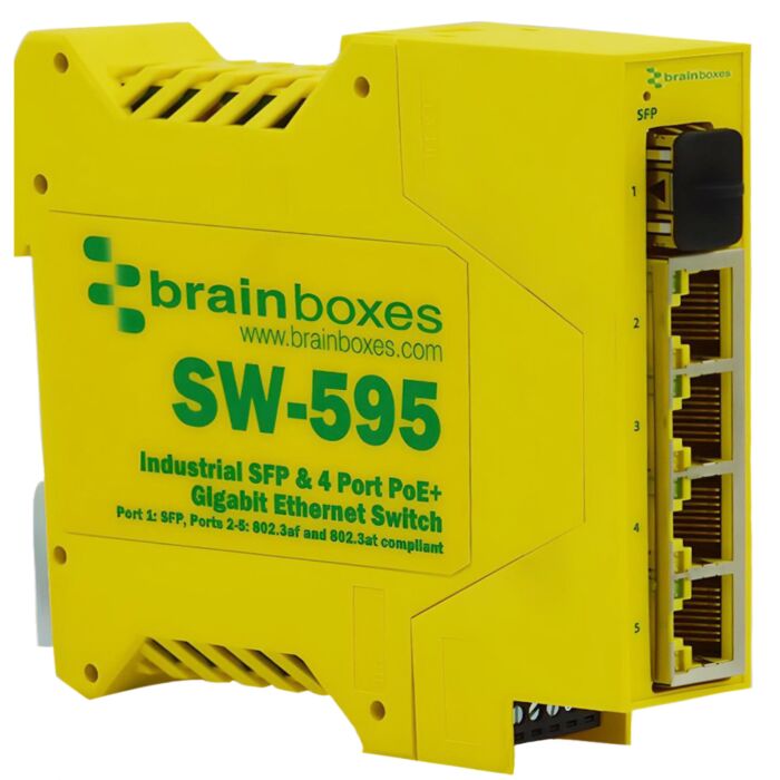 BRAINBOX SW-595 Teollinen SFP + 4-porttinen PoE+ Gigabit Ethernet -kytkin