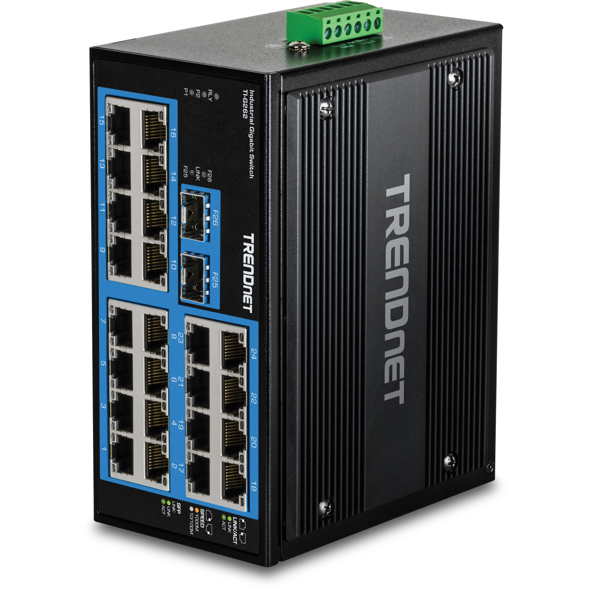 TRENDNET TI-G262 26-porttinen  teollinen gigabit DIN-kiskokytkin