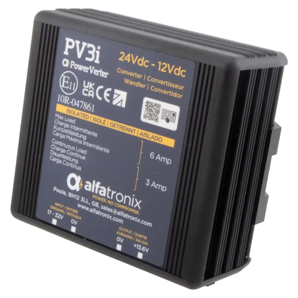 ALFATRONIX PV3i-RU - DC/DC Muunnin 24/12VD 3A (6A) GALVAANINEN EROTUS IP65