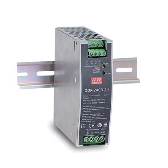 [DDR-240B-24] MEAN WELL DDR-240B-24 - DC/DC Muunnin 240W 24V DIN-kisko